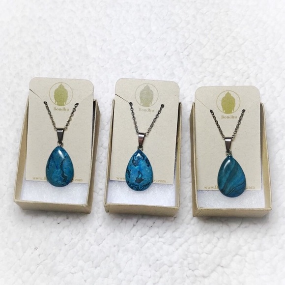 ✨HP✨ Blue Jasper Teardrop Sterling Silver Necklace - Picture 6 of 9